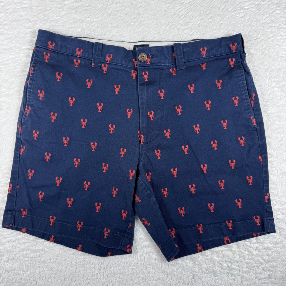 J.Crew Chino Mens 32 Navy Lobster Re-Imagined 7 Inch Inseam Stretch AL099